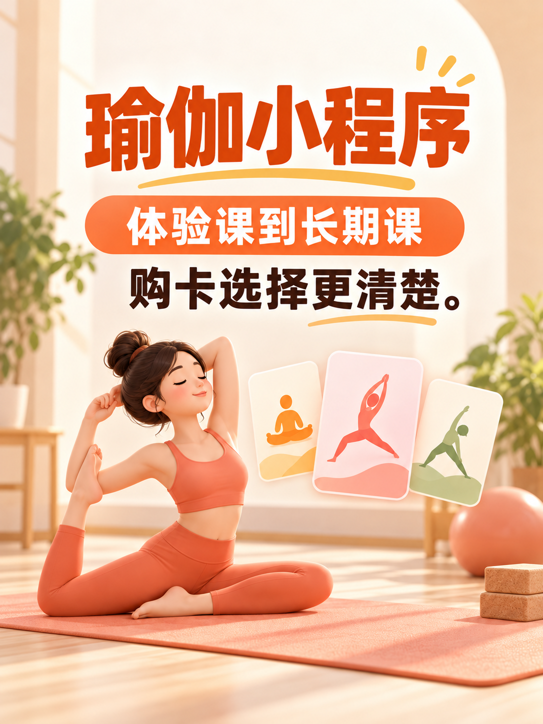 瑜伽小程序,体验卡和年卡别挤着卖