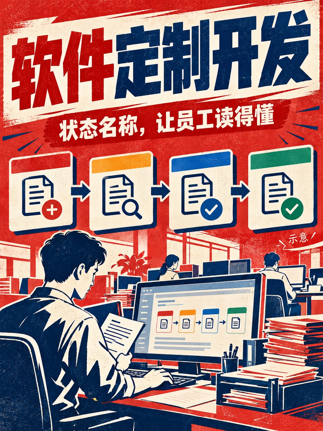 软件定制开发，状态名让员工看懂
